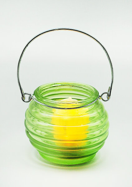 Подсвечник-шар из цветного стекла зеленый